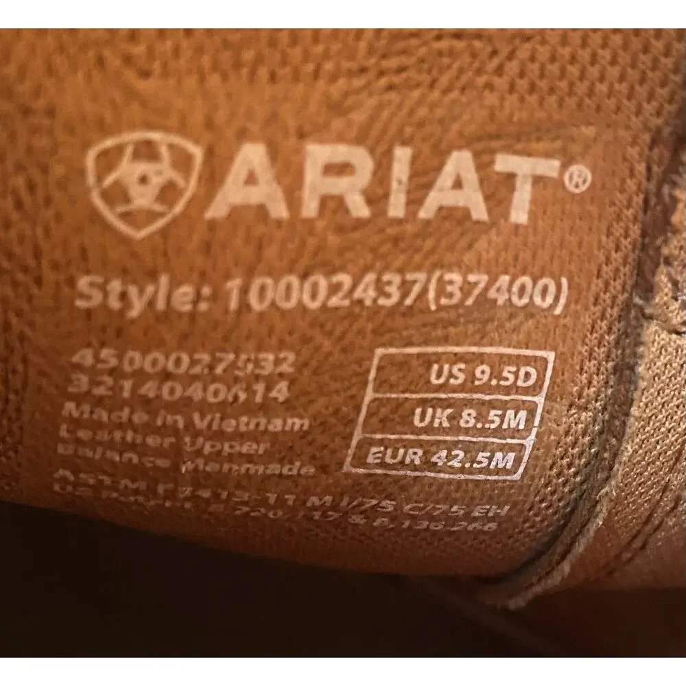 Ariat Men's Steel Toe Western Boots Brown Leather US 9.5D Style 10002437